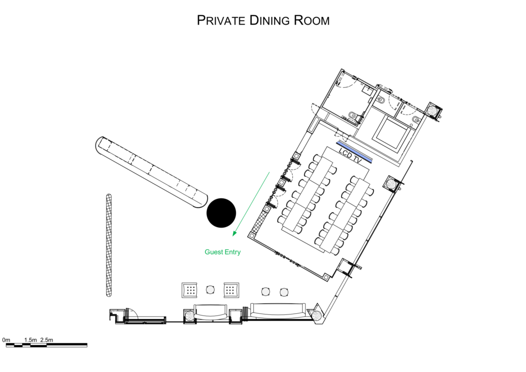 Private Dining Room - Banquet Style - 2 Tables of 16 (32pax) with TV