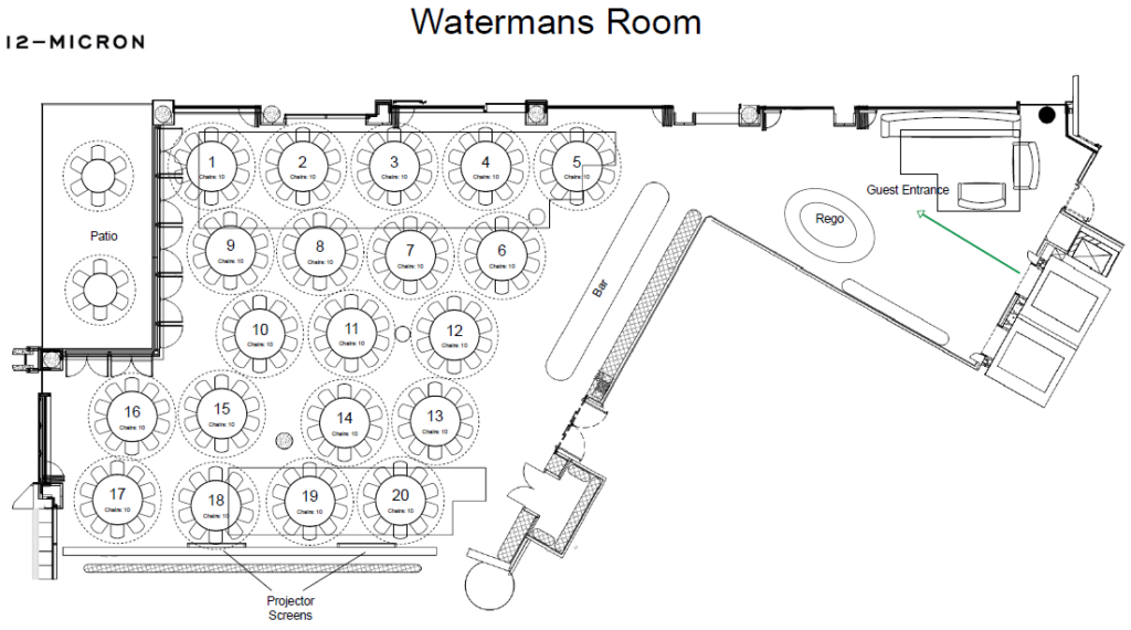 Watermans Room - 20 Tables (200 pax)