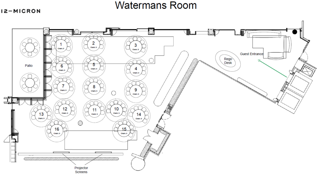 Watermans Room - 16 Tables of 8 (128pax)