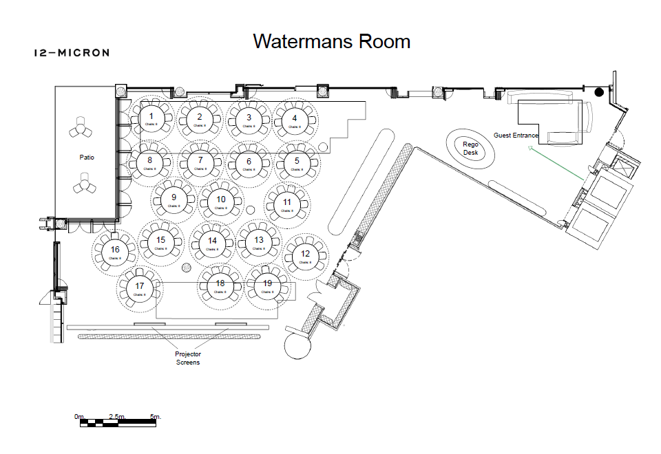 Watermans Room - 19 Tables of 8 (152 Pax)