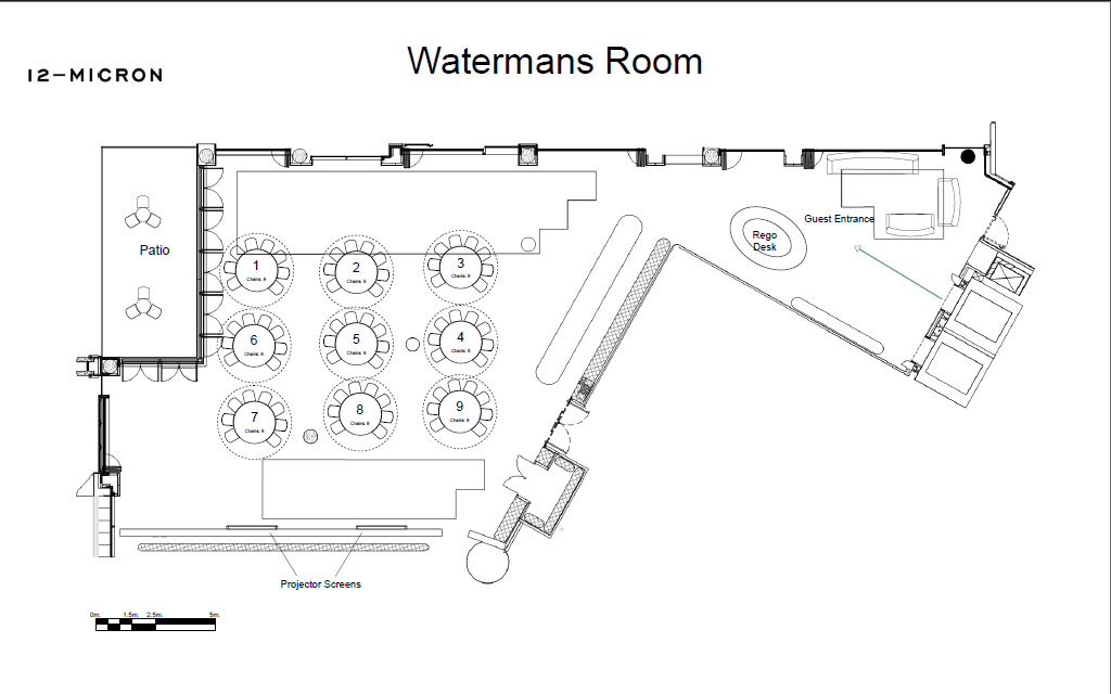 Watermans Room - 9 Tables of 8 (72 Pax)
